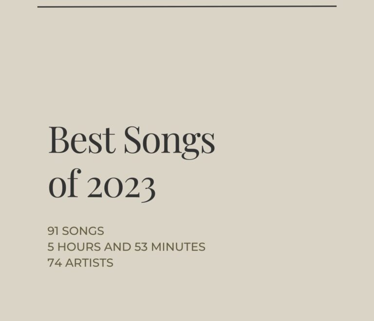 Lista de las mejores canciones de 2023, que incluye 91 canciones, con una duración total de 5 horas y 53 minutos, y 74 artistas destacados.